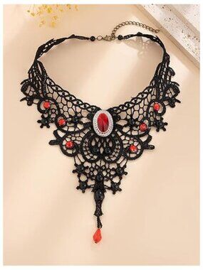 Gothic-Style Lace Choker Victorian-Inspired Steampunk Cosplay Themed Gatherings